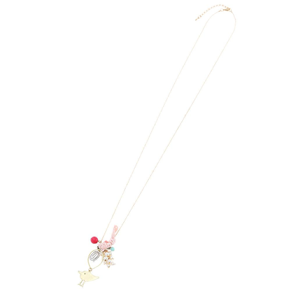 Brass Kugelkette goldfarben Vogel Käfig Resin Rose Perlen ca. 46cm Länge