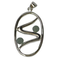 Load image into Gallery viewer, Silberanhänger zwei Jade Kugeln oval Zick Zack 3,4 cm Sterling Silber 925er Damen Schmuck Anhänger
