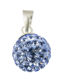 Load image into Gallery viewer, Glitzerkugel light safir hell blau 10 mm Kristall Anhänger 925er Silber Damen Glitzer Schmuck
