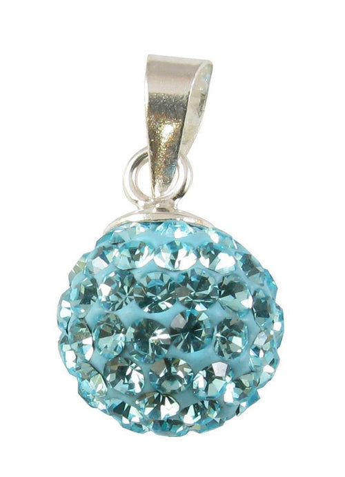 Glitzerkugel hell blau 8 mm Kristall Silberanhänger Anhänger 925er Silber Damen Glitzer Schmuck