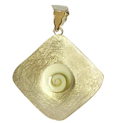 Shivaauge Silberanhänger Karo gebürstet rund Anhänger 925er Sterling Silber Shiva Auge Eye Schmuck