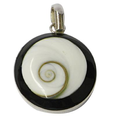 Shivaauge Silberanhänger 23 mm schwarz rund Anhänger 925er Sterling Silber Shiva Auge Damen Schmuck