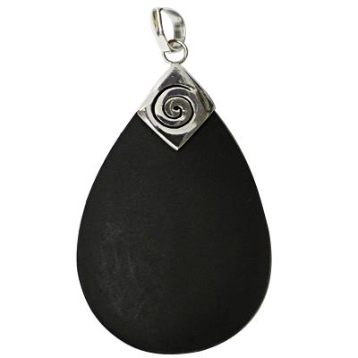 Lavasteinanhänger Unisex Anhänger 925er Sterling Silber Lavastein Schmuck Träne Spirale