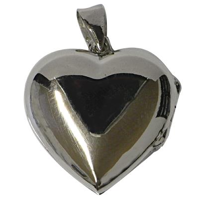Silberanhänger 23 mm Herz Medaillon glänzend poliert 925er Sterling Silber Anhänger Damen Kette