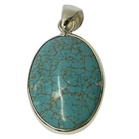 Cargar imagen en el visor de la galería, Damen Anhänger, Anhänger mit Howlith in 925 Sterling Silber eingefasst, ca.25 x 20 mm
