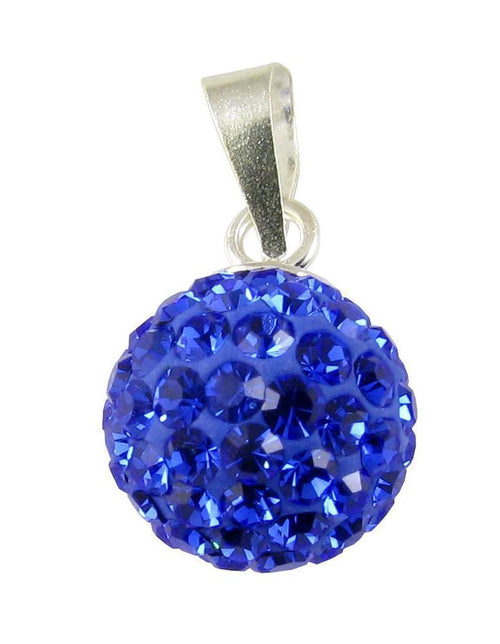 Glitzerkugel safir blau 12 mm Kristall Silberanhänger Anhänger 925er Silber Damen Glitzer Schmuck