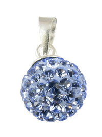Load image into Gallery viewer, Glitzerkugel light safir hell blau 8 mm Kristall Anhänger 925er Silber Damen Glitzer Schmuck
