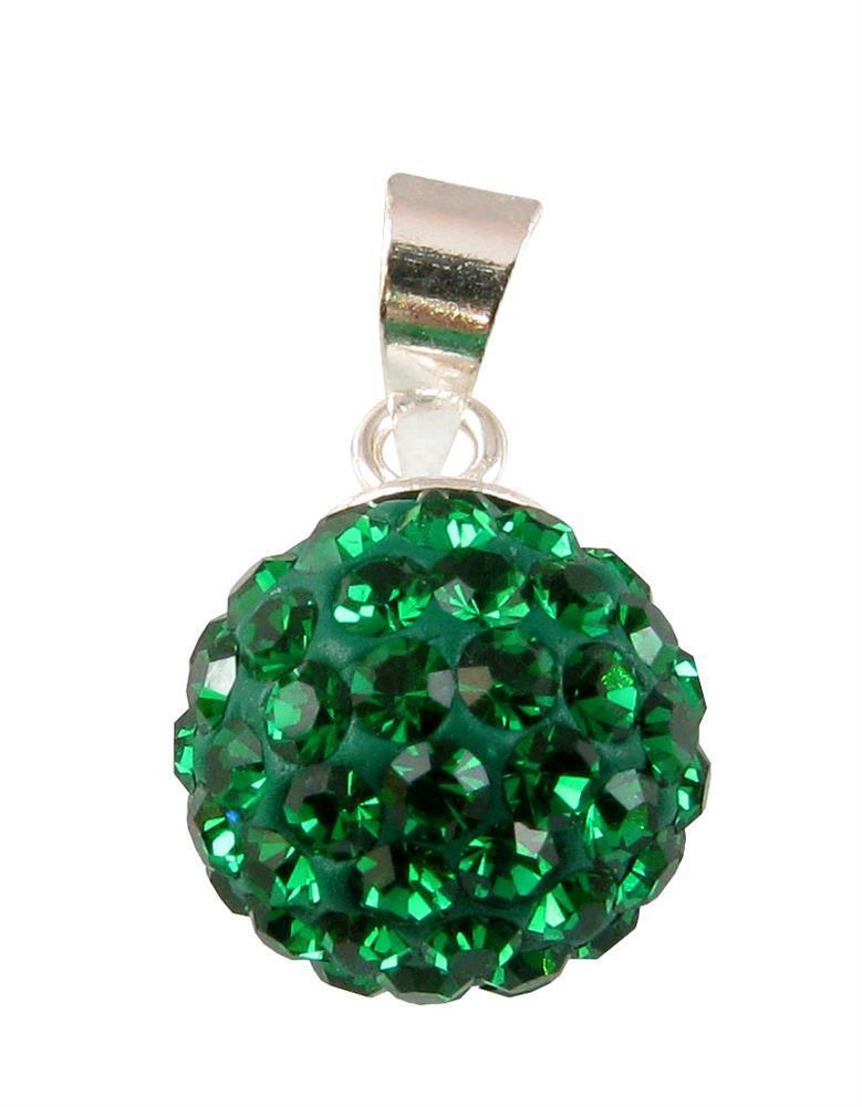 Glitzerkugel Emerald dunkel grün 8 mm Kristall Silberanhänger Anhänger 925er Silber Glitzer Schmuck