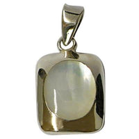 Cargar imagen en el visor de la galería, Perlmutt Anhänger Rechteck 17 mm 925er Sterling Silber abgerundet breiter Rand
