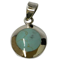 Cargar imagen en el visor de la galería, Damen Anhänger, Silber Anhänger mit synthetischem Türkis, 925 Sterling Silber, ca. 15 mm Ø
