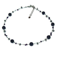 Cargar imagen en el visor de la galería, Achat Kette Damen Glasperlen Perlen Glitzer Waben Kugeln lila nickelfrei Karabiner
