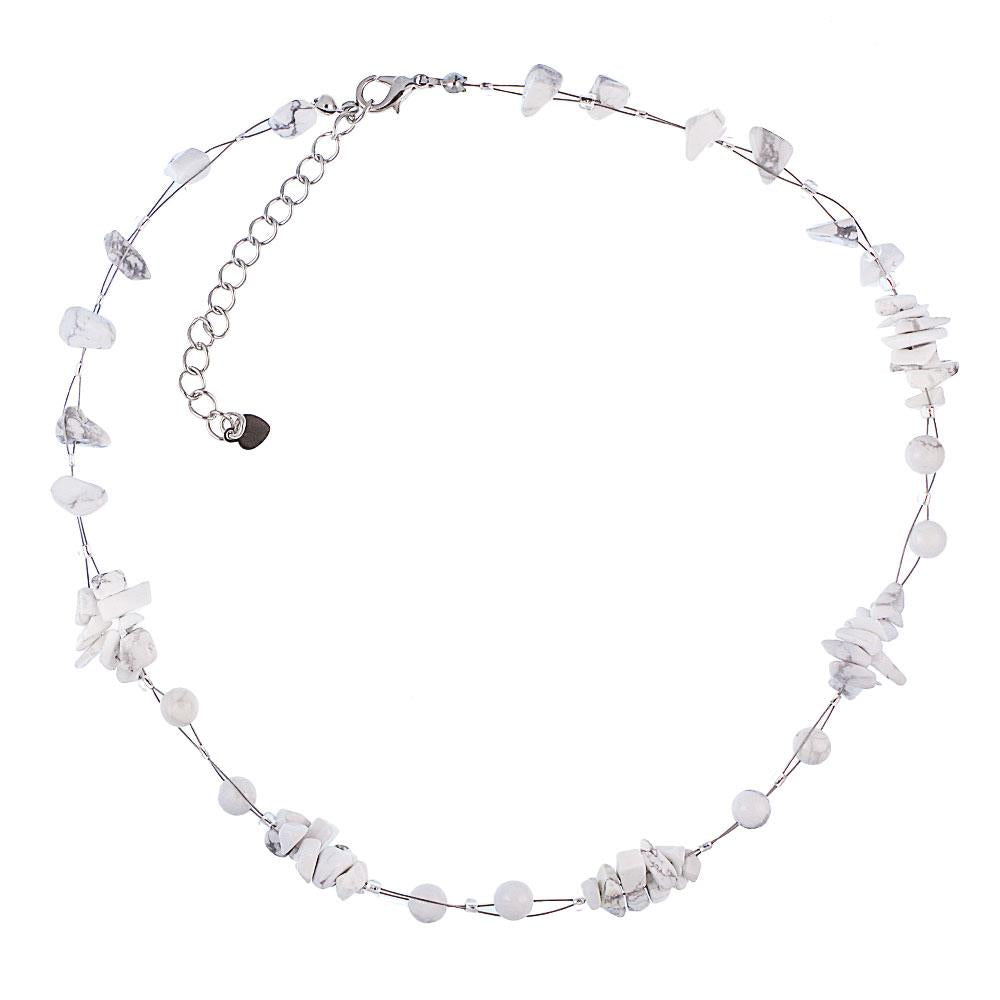 Halskette Perlen Stein Splitter Bündel weiß 42- 48cm