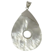 Load image into Gallery viewer, tropfenförmiger Perlmutt-Anhänger, Damenanhänger mit 925er Sterlingsilber verziert und Loch in seiner Mitte
