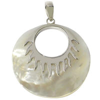 Load image into Gallery viewer, Perlmutt Muschel Anhänger Silberanhänger 925er Sterling Silber rund Loch Flammen Damen Schmuck

