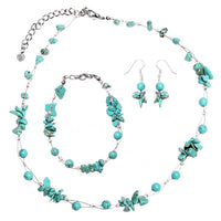 Load image into Gallery viewer, Schmuckset Türkis Kette Armband Ohrringe Perlen Splittsteine 925er Sterling Silber
