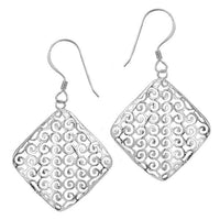 Load image into Gallery viewer, Silberschmuckset Spiralen Raute gewellt 925 Sterling Silber Damen Schmuck Set Anhänger Ohrringe
