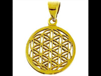 Cargar imagen en el visor de la galería, Messing Brass Anhänger Blume des Lebens antik gold silber Kette flower of life

