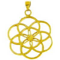 Cargar imagen en el visor de la galería, Messing Brass Anhänger Blume des Lebens antik gold silber Kette flower of life

