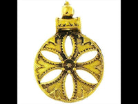 Cargar imagen en el visor de la galería, Messing Anhänger rund Mandeln Zacken Blume antik golden Kette Tribal nickelfrei Brass Schmuck

