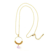 Load image into Gallery viewer, Set Kette Ohrringe 18 karat vergoldet lila Stein Ringe Blumen nickelfrei facettiert gold
