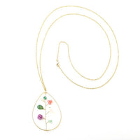 Load image into Gallery viewer, Set Kette Ohrringe 18 karat vergoldet Tropfen Vogel Rose nickelfrei Steine Perlmutt grün lila rosa
