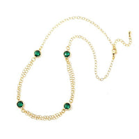 Load image into Gallery viewer, Kette 18 karat vergoldet zweilagig Glaskristall grün rund facettiert nickelfrei Karabiner
