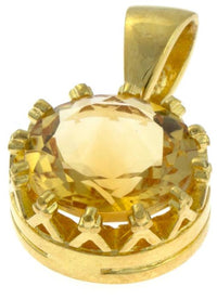 Load image into Gallery viewer, Silberanhänger Krone rund Citrin facettiert gelb 1 micron vergoldet 925er Sterling Silber
