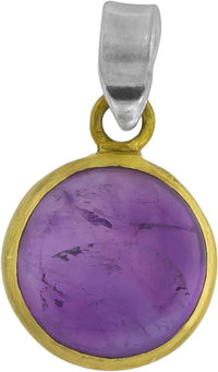 Load image into Gallery viewer, Silberanhänger vergoldet rund Stein Amethyst lila Anhänger 925 Sterling Silber
