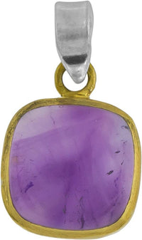 Load image into Gallery viewer, Silberanhänger vergoldet eckig Stein Amethyst lila Anhänger 925 Sterling Silber
