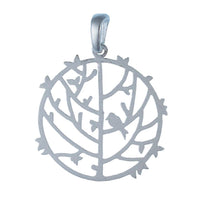 Cargar imagen en el visor de la galería, Silberanhänger matt rund Baum Vogel nickelfrei Anhänger Sterling 925 Silber
