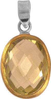 Load image into Gallery viewer, Silberanhänger oval Citrin facettiert vergoldet 925er Sterling Silber Stein gelb Anhänger
