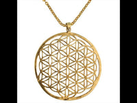 Cargar imagen en el visor de la galería, Messing Brass Anhänger Blume des Lebens antik gold silber Kette flower of life
