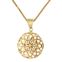 Cargar imagen en el visor de la galería, Messing Brass Anhänger Blume des Lebens antik gold silber Kette flower of life
