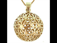 Cargar imagen en el visor de la galería, Messing Brass Anhänger Blume des Lebens antik gold silber Kette flower of life
