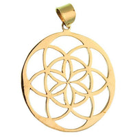 Cargar imagen en el visor de la galería, Messing Brass Anhänger Blume des Lebens antik gold silber Kette flower of life
