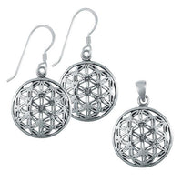 Load image into Gallery viewer, Silberschmuckset Blume des Lebens 925 Sterling Silber Damen Schmuck Set Anhänger Ohrringe
