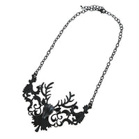 Load image into Gallery viewer, Ketten kurze Halskette Edelstahl schwarz Spitze Style Hirsch 46 cm
