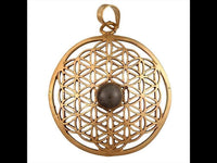 Load image into Gallery viewer, Messing Brass Tribal Anhänger Blume des Lebens Labradorith Stein antik golden Kette Damen
