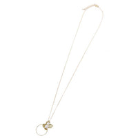 Load image into Gallery viewer, Brass Kette goldfarben Kreis Blütenblätter Perlen weiß ca. 46cm Länge
