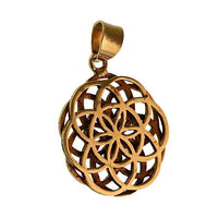 Cargar imagen en el visor de la galería, Messing Brass Anhänger Blume des Lebens antik gold silber Kette flower of life

