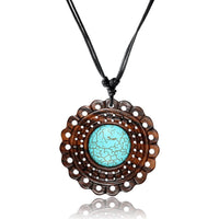 Load image into Gallery viewer, Holzkette Rad 45 mm Türkis Halskette Sonoholz Baumwolle Unisex verstellbar
