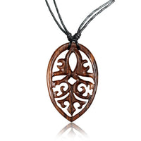 Load image into Gallery viewer, Holzkette Blatt Ornament Holz gemasert Sonoholz Baumwolle Unisex verstellbar
