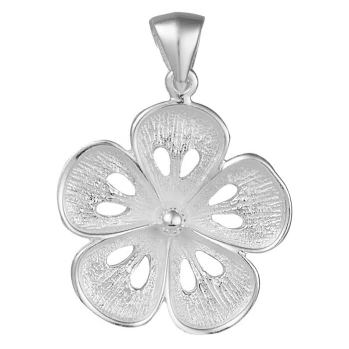 Silberanhänger fünfblättrige Blume glänzend Anhänger 925er Sterling Silber Kette Damen