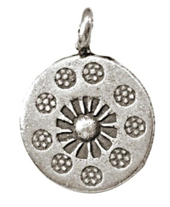 Silberanhänger Kreis Blume 13 mm flach Anhänger Sterling Silber 925er Unisex Schmuck