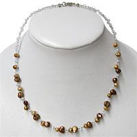 Cargar imagen en el visor de la galería, Perlen Halskette Kristallperlen braun 43,5cm Schmuckdraht
