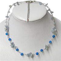 Cargar imagen en el visor de la galería, Perlen Halskette blau türkis Steinsplitter Bündel 42-48cm
