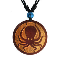 Load image into Gallery viewer, Holzkette golden Gravur Türkis Stein Sawoholz Baumwolle verstellbar unisex
