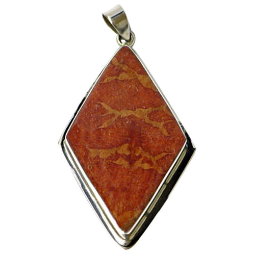 Korallenanhänger 25 mm Silberanhänger Anhänger Koralle 925er Silber Damen Schmuck Karo