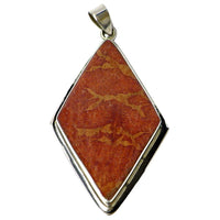 Load image into Gallery viewer, Korallenanhänger 25 mm Silberanhänger Anhänger Koralle 925er Silber Damen Schmuck Karo
