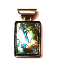 Cargar imagen en el visor de la galería, Abalone Perlmutt Muschel Silberanhänger Anhänger Kette 925er Sterling Silber Unisex Schmuck Rand eckig
